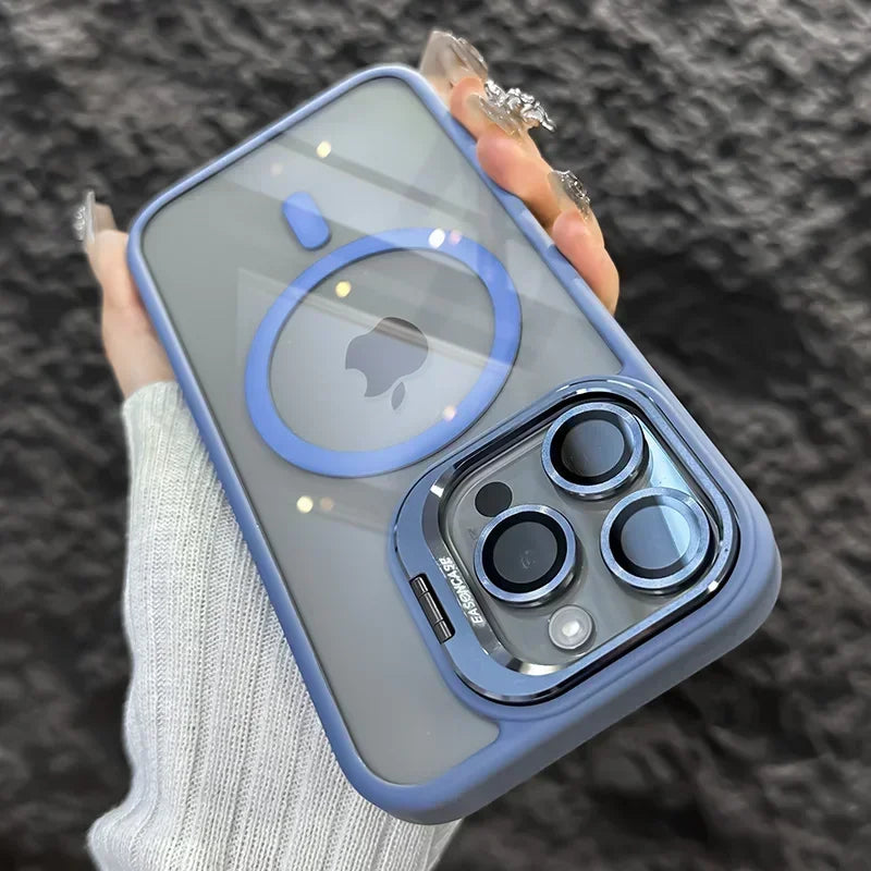 Luxury Magnetic Shockproof Macsafe Case for Magsafe IPhone 15 14 13 12 16 Pro Max Plus 11 i16 Glass Lens Protection Stand Cover