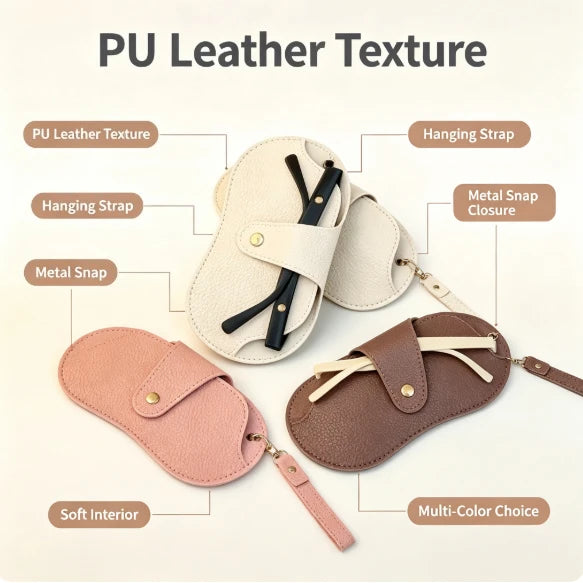 PU Leather Glasses Bag Portable Eyewear Storage Pouch Hanging Neck Sunglasses Case with Keychain for Women Men Travel