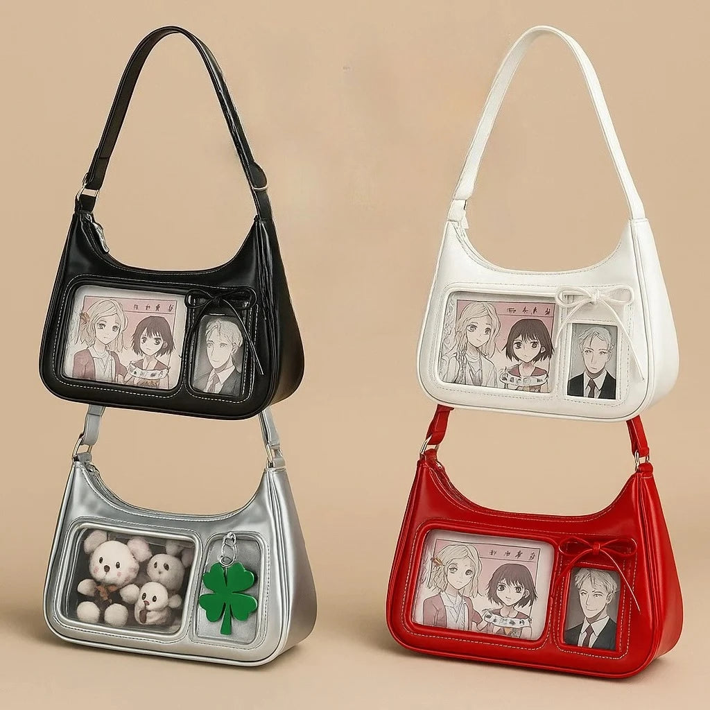 Y2k Harajuku Shoulder Bag Women Korean Transparent Ita Bag School Crossbody Bag Female Japanese Designer Preppy Handbag Purse