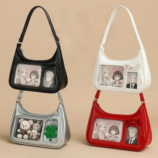 Y2k Harajuku Shoulder Bag Women Korean Transparent Ita Bag School Crossbody Bag Female Japanese Designer Preppy Handbag Purse