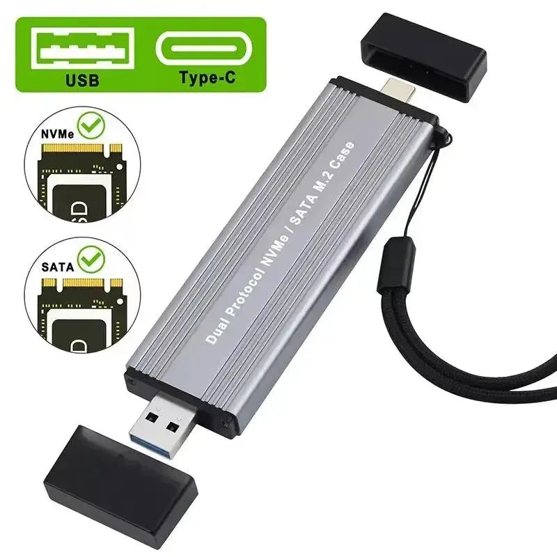 SAMGET M.2 SSD Case M.2 to USB 3.1 Gen 2 10Gbps Aluminum Case USBC USBA to NVMe PCIe External Enclosure for M2 NVMe SSD