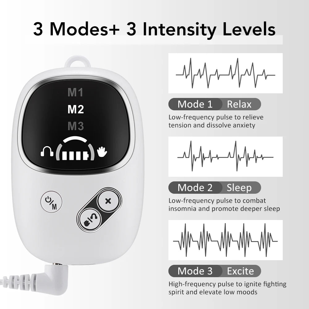 Ear Clip & Handheld CES Sleep Aid Device For Insomnia Anxiety Stress Relief Help Sleeping Aid Machine Palm Pulse Massager