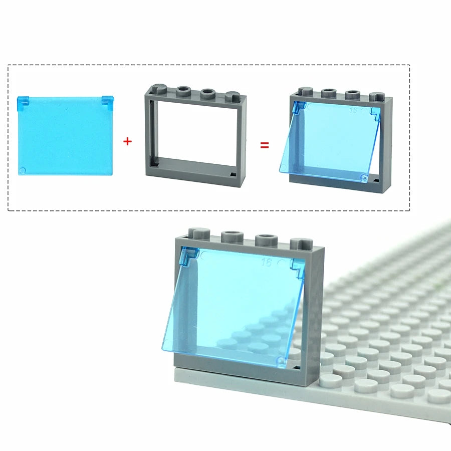 City Window Building Blocks MOC House Door Frame Glass Bricks Parts Compatible 60594  60616 60621 60596 MOC Educational Parts Fo