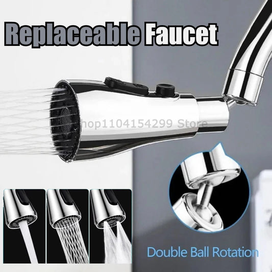 Universal 360° Rotation Kitchen Faucet Extender 3 In1 ABS Durable Water Saving Shower Spray Head Bathroom Basin Tap Replacement