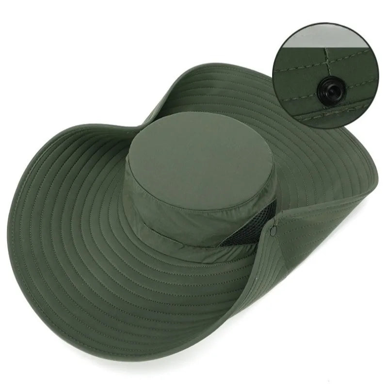 Men Women Wide Visor Brim Hat Boonie Bucket Cap Summer Fishing UV Sun Protection Breathable Caps 15CM Large Brim