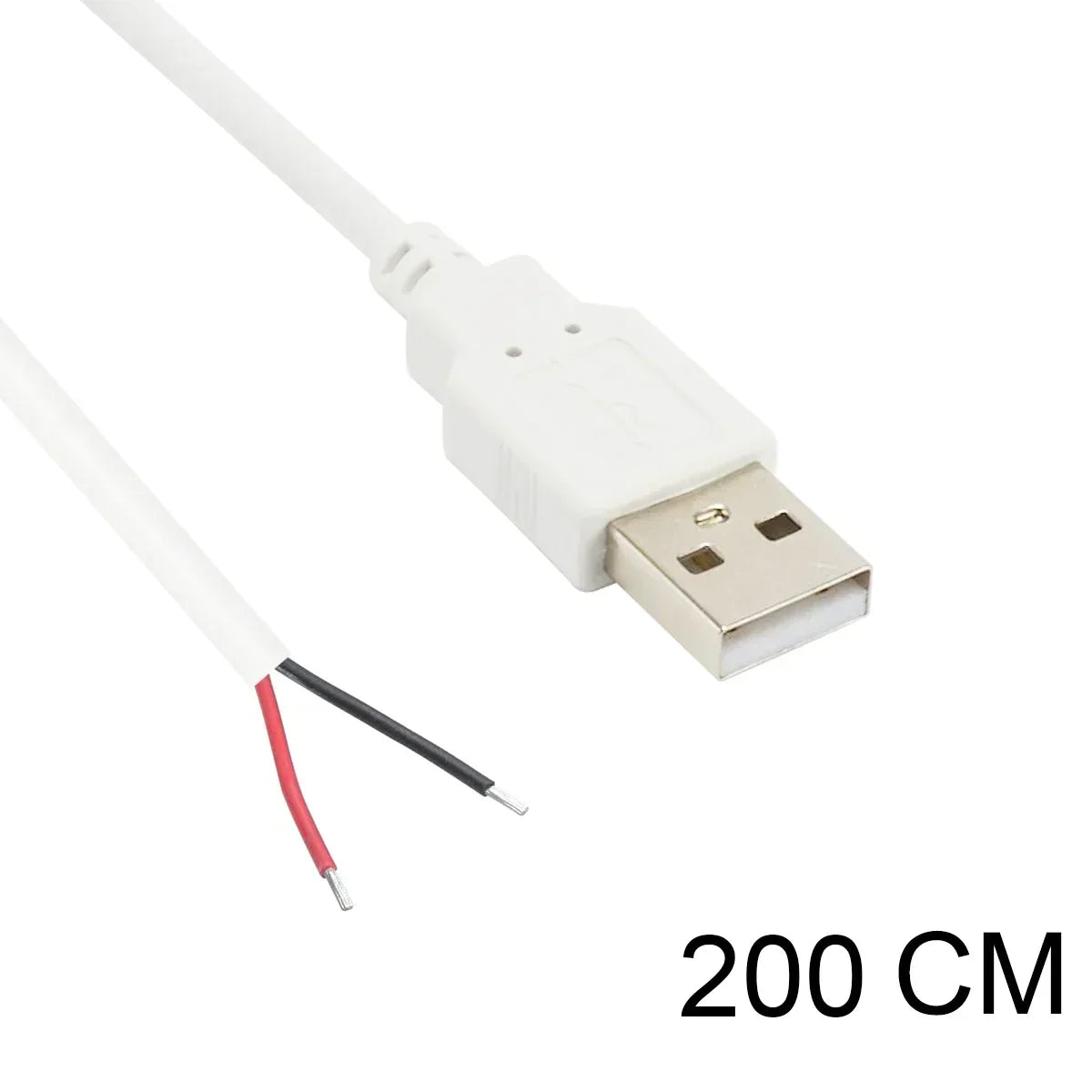 USB A Male 2 Pin Bare Wire USB 5V 3A Pigtail Open End Power Cable for Small Fan USB Equipment Installed Replace Repair DIY Cord