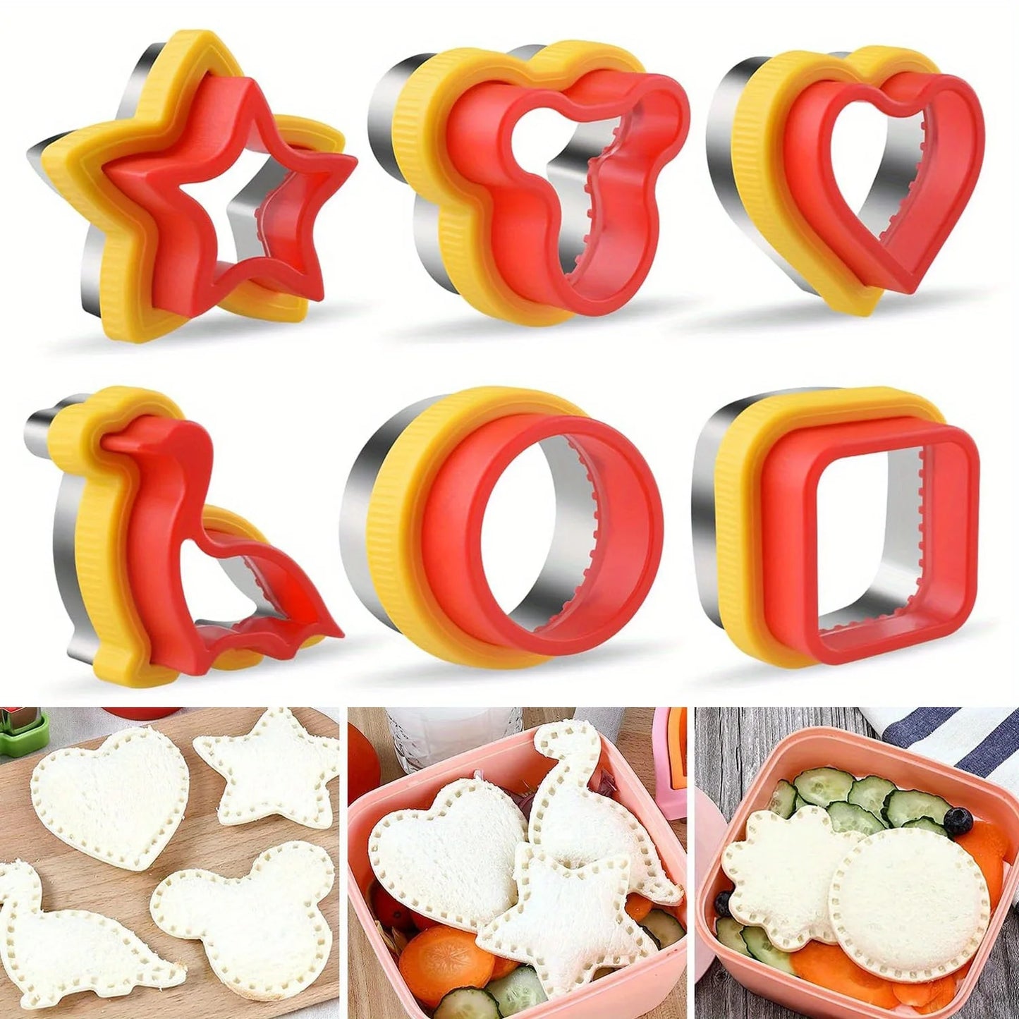 1/2/3/4/5/6pcs Stainless Steel Cookie Cutters Set - Animal & Heart Shapes for DIY Baking, Bread, Sandwich, Gift for Kids