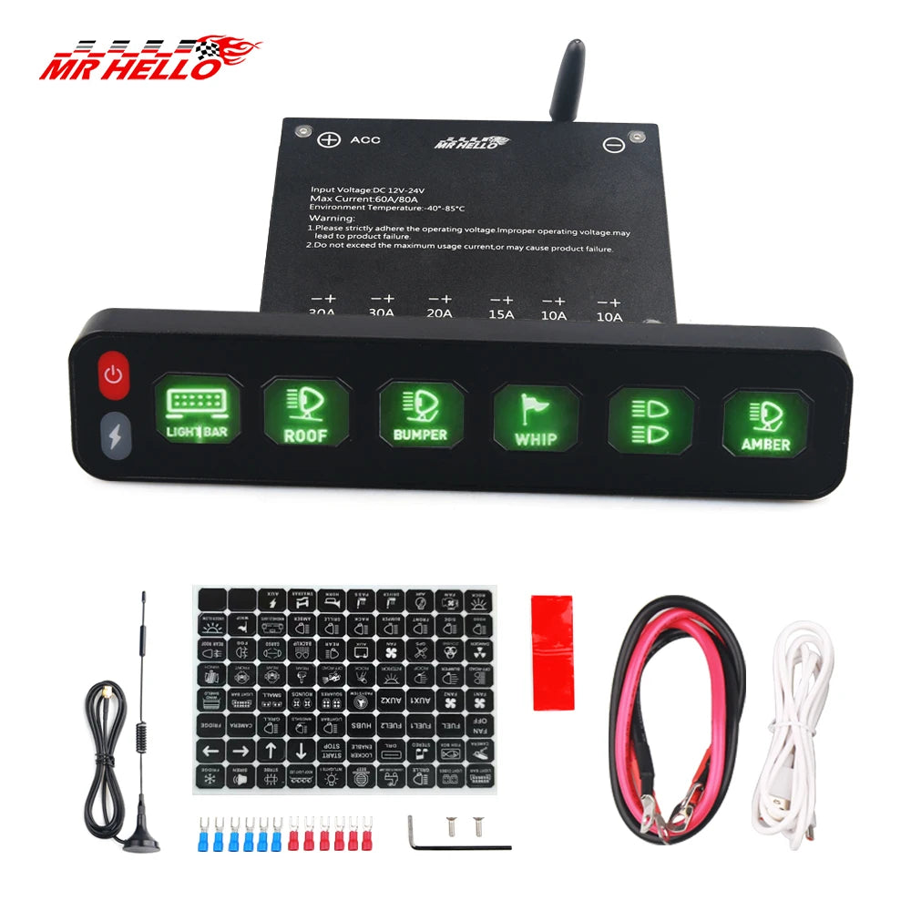 6 Gang Switch Panel 12v 24V Touch Switch Box Universal Automatic Individual Strobe Control For SUV Boat Car