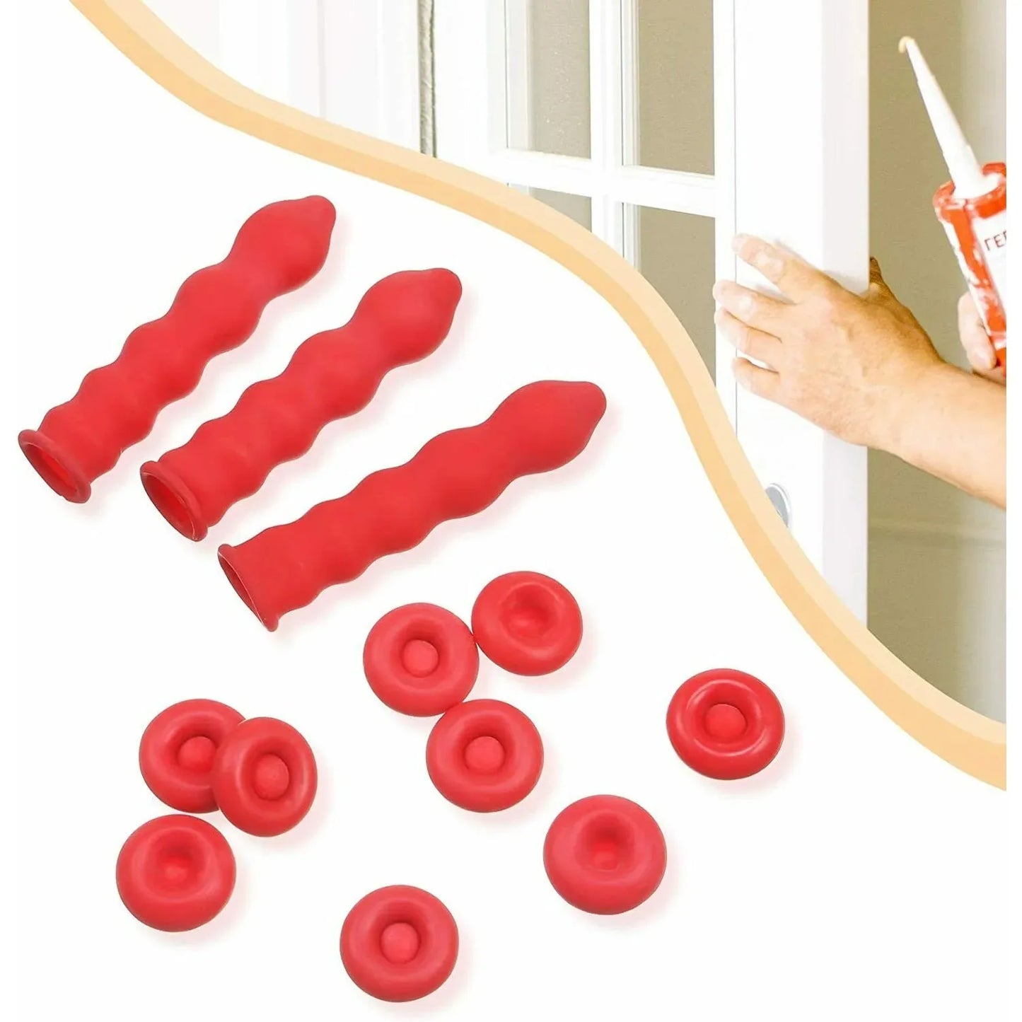 Caulk Cap Glass Glue Tip Sealing Cap Barrel Glue Mouth Protective Cover Caulking Gun Nozzles Cap Red Caulk Saving Cap