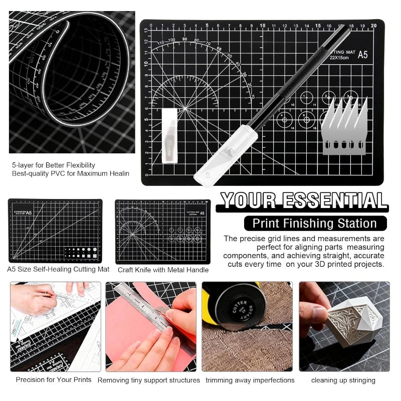 52pcs 3D Printer Tools Kit Deburring Nozzles Scrapers Files Set Tool 3D Printer Accessories Maintenance for FDM/SLA Printers