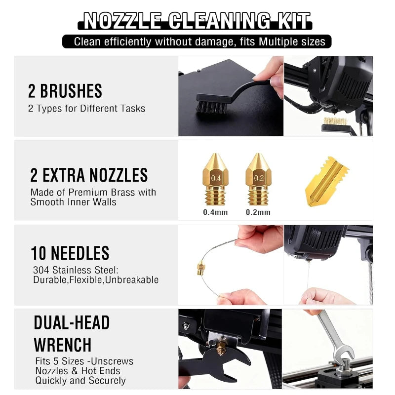 52pcs 3D Printer Tools Kit Deburring Nozzles Scrapers Files Set Tool 3D Printer Accessories Maintenance for FDM/SLA Printers