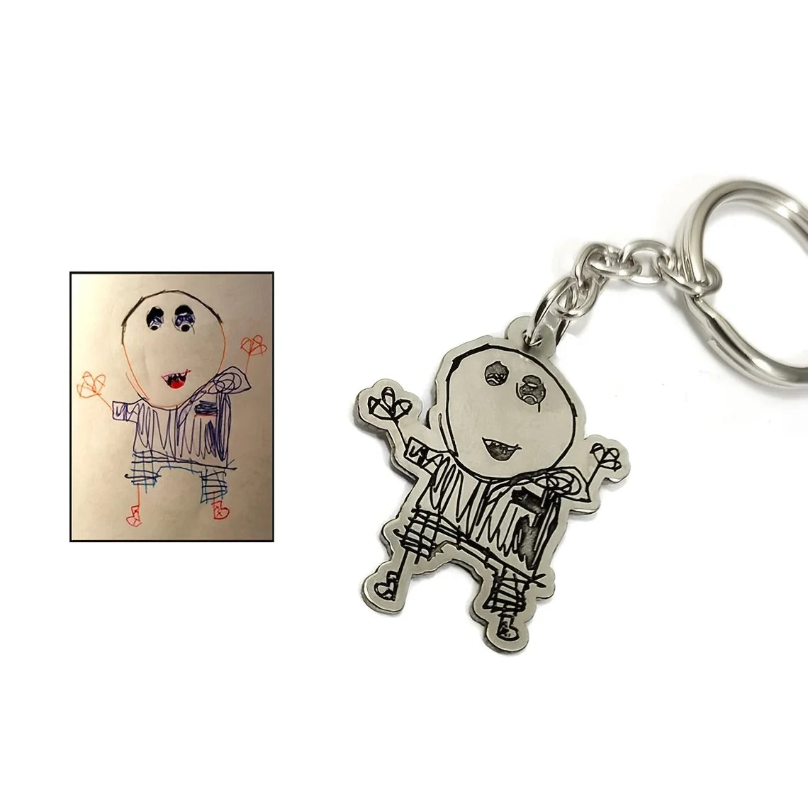Personalized Custom Engraved Stainless Steel Keychain | Hand-Drawn Art, Photos, Cartoons, Anime, Celebrity and Family Image Engraving | Unique Souvenir Gifts