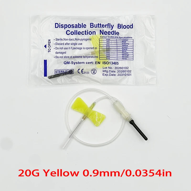 50 Pieces Disposable Butterfly Blood Collection Needle Double Wing Type Blood Collection Needle Pet Care Room Cat Dogs Animal
