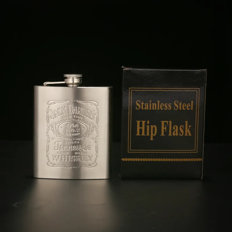 JUSTINLAU 7/8oz Portable Pocket Hip Flask Stainless Steel Whisky Flask Drink Alcohol Container Gift Box Vodka Drinking Bottles