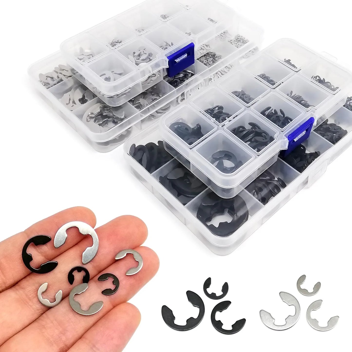 1 Kit M1.2 to M15 GB896 E type Circlip Shaft Bearing External Retaining Ring Snap Washer Black 65mn Steel 304 A2 Stainless Steel