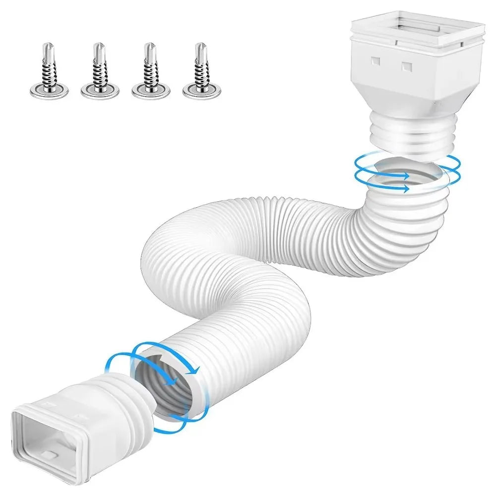 Retractable Rain Gutter Downspout Extensions Rainwater Drainage Adjustable Drain Downspout Extender with Screws