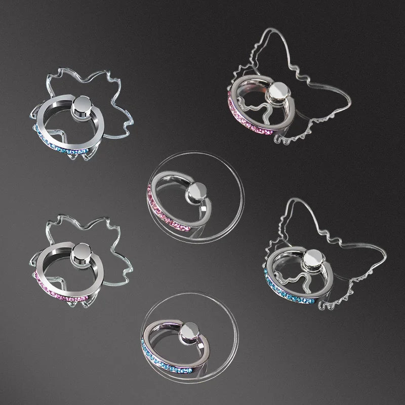 Transparent Cell Phone Ring Holder Stand 360° Degree Rotation Clear Finger Grip Kickstand Compatible iPhones or Phone Case