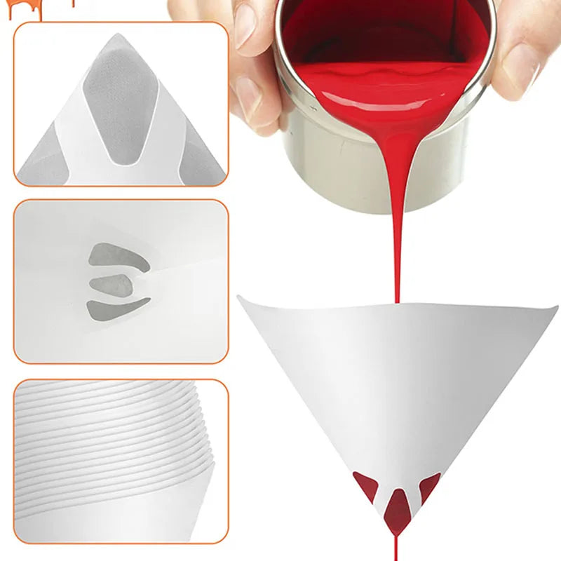 10/30/50Pcs 100 Mesh Disposable Paint Filter Funnel Universal Micron Fine Mesh Paint Filter Cone Paper Sieve Industrial Supplies