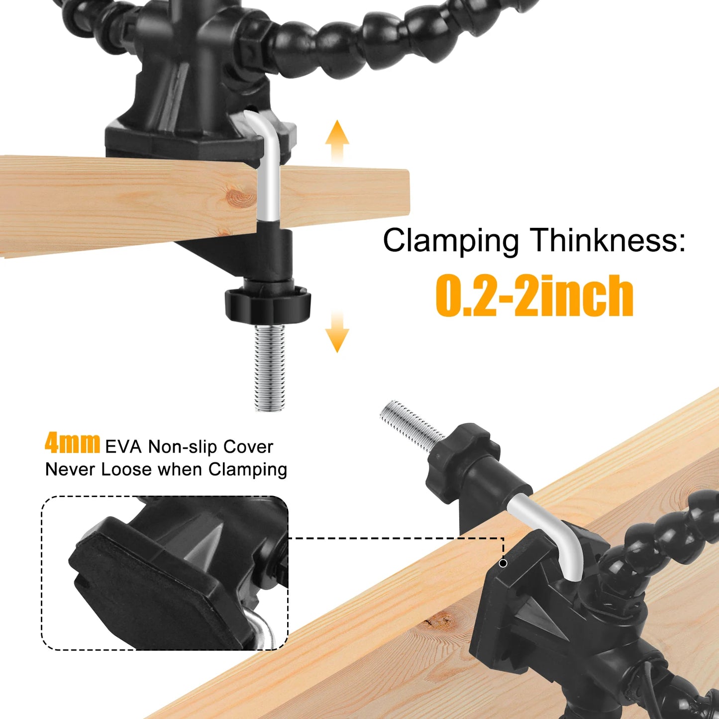 Toolour Helping Hands Soldering Third Hand Tools 5 Flexible Arms With Adjustable Table Clamp 3X LED Magnifier PCB Holder Tool