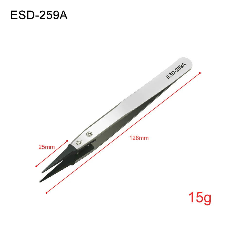 ESD anti-static precision tweezers - anti-static tips, heavy-duty metal，suitable for electronics，Electronics & Jewelry Repair