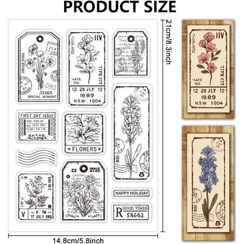 1pc Plant Labels Clear Stamps Flower Silicone Stamps for Crafting Transparent Silicone Stamp Seals for DIY Scrapbooking Card