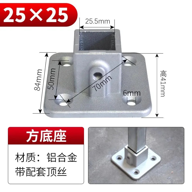 20/25/30mm Square Tube Connectors Galvanized Aluminum Alloy Square Tube Connector Tee Fasteners Square Steel Fixed Clips