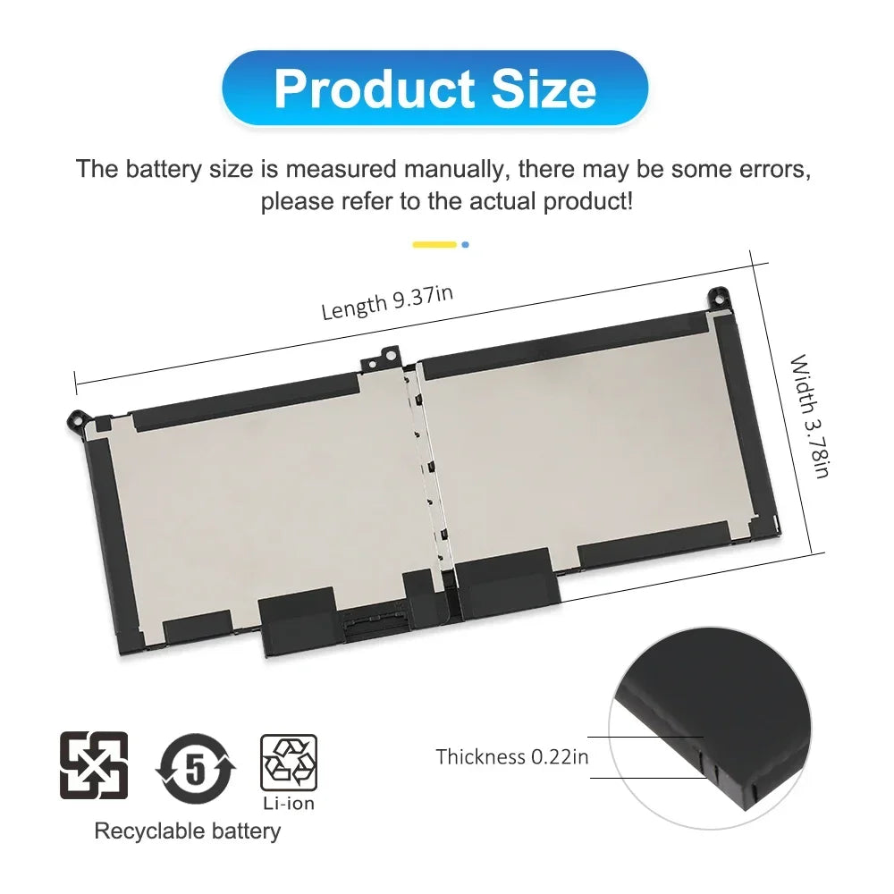 ETESBAY F3YGT 60WH Laptop Battery For Dell Latitude 12 13 14 7280 7290 7380 7390 7480 7490 E7280 E7290 E7380 E7390