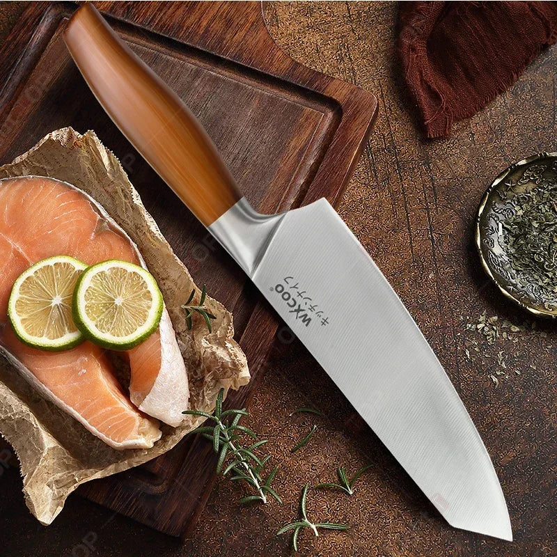 WXCOO Professional Knives Utility Japanese Chef's Knife Stainless Steel Fish Boning Fruit Slicing BBQ Cutter Kitchen Bag