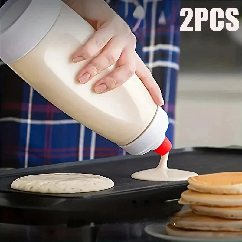 Pancake Batter Mixer Bottle with Blender Ball And Wire Whisk Shaker for Baking Cupcakes Muffins Crepes