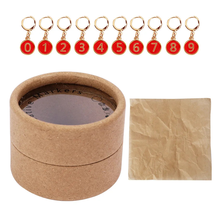 10pcs Knitting Tools Set for Sweater Knitting with Needle Number Markings Drip Oil Alloy Numbers And Buttons - Knit Accessories