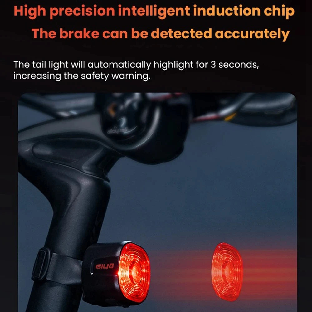 Bicycle Smart Brake Rear Light Auto on/Off Stop Signal Brake MTB Road Bike LED Taillight Type-C Charge Cycling Safety Flash Lam