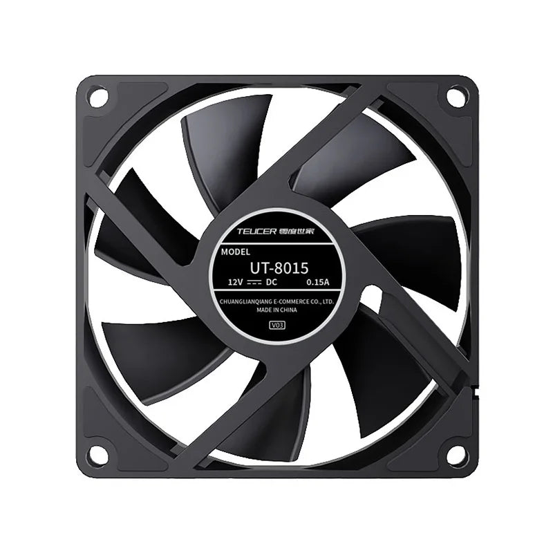 Teucer UT-8015 8CM Chassis Fan Slim 15mm Thinckness 12V/4Pin PWM Hydraulic Bearing 1200-3000rpm PC Case Cooling Ventilator