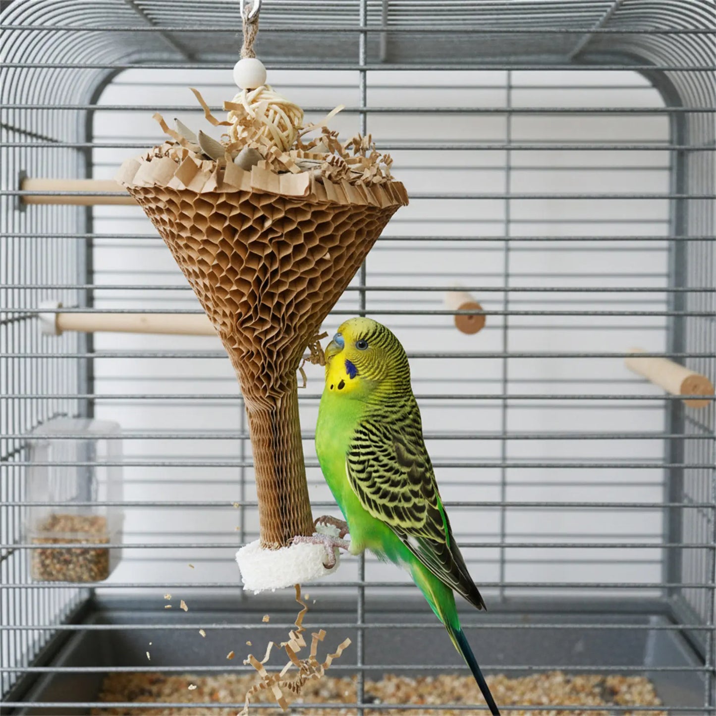Parrot Chew Toys Natural Palm Leaf Shredding Paper Cones for Birds Biting Stress Relief Long Durable Eco Friendly Pet Supplies