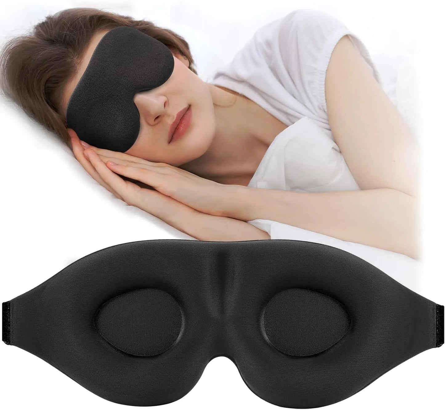 Sleep Mask for Side Sleeper, Eye Mask for Sleeping ,  No Eye Pressure 100% Light Blocking Sleeping Mask with Adjustable Strap