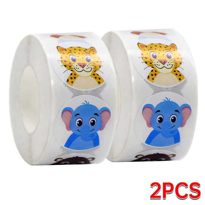 500/1000PCs Colorful Star Adhesive Stickers Kawaii Animal Scrapbook Reward Sticker Roll Labels for Kids Gift DIY Art Supplies