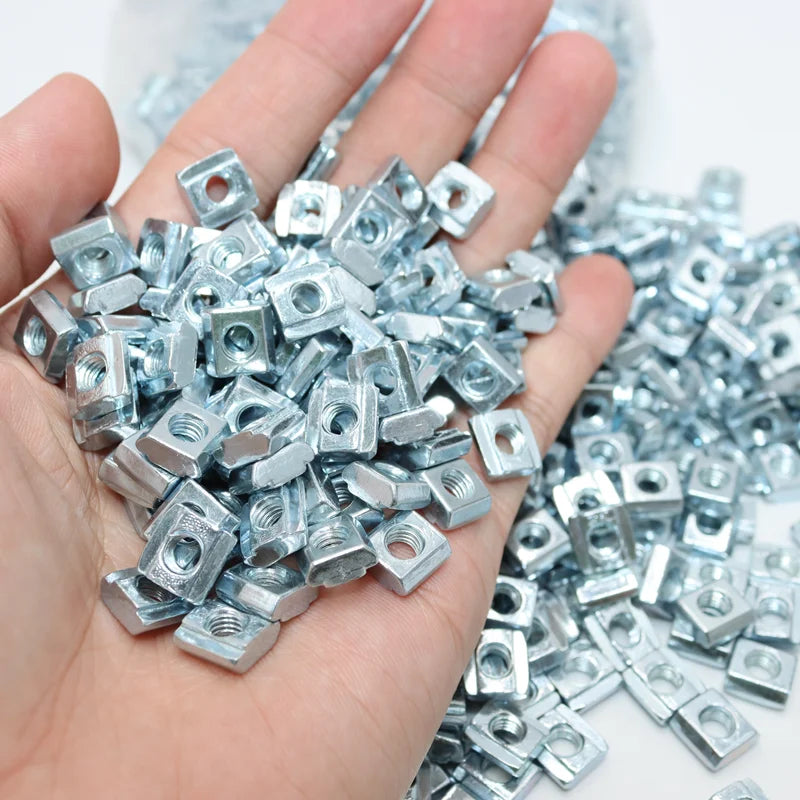 200p/set 2020 M3 M4 M5 T Slide Nut Galvanized T-Slot Sliding Nut in Connection 20 Series Aluminum Extrusion Profile Square Nut