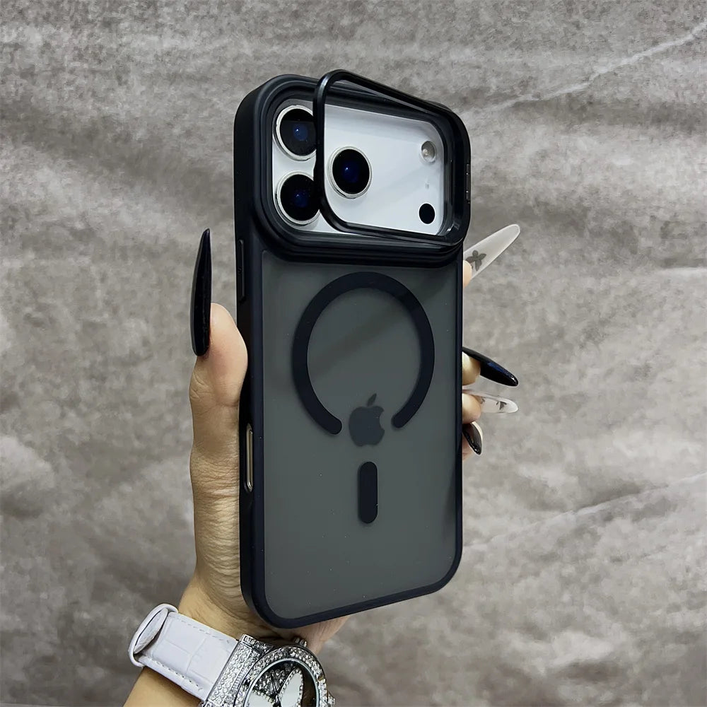 Matte Magnetic Translucent Wireless Charge Stand Case For iPhone 17 Pro Max Air 16 15 14 13 12 11 for Magsafe Must-Haves Cover