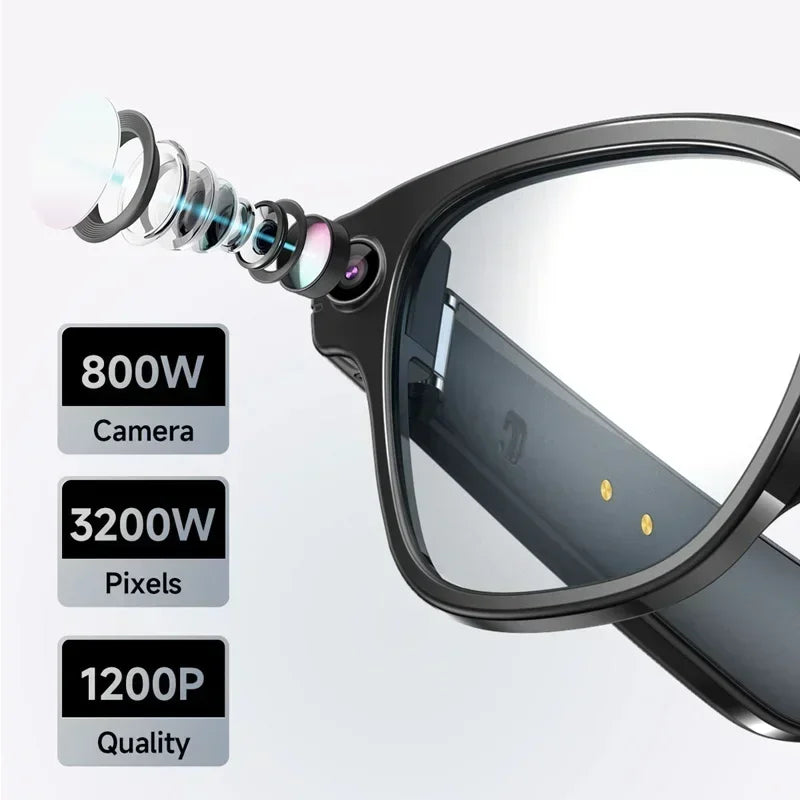 Lenovo 100MP Camera 8K HD Smart Glasses Chat GPT 260mAh Battery Bluetooth Call Voice Assistant Control Smart Glasses for Men