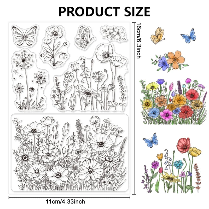 1pc Plant Labels Clear Stamps Flower Silicone Stamps for Crafting Transparent Silicone Stamp Seals for DIY Scrapbooking Card