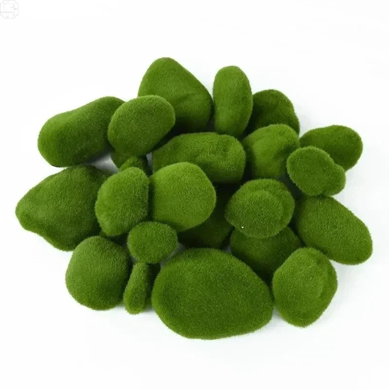 10Pcs Artificial Moss Stone Green Moss Balls Moss Rocks DIY Micro Landscape Flower Pot Garden Decor Crafts Xmas Ornament Gifts