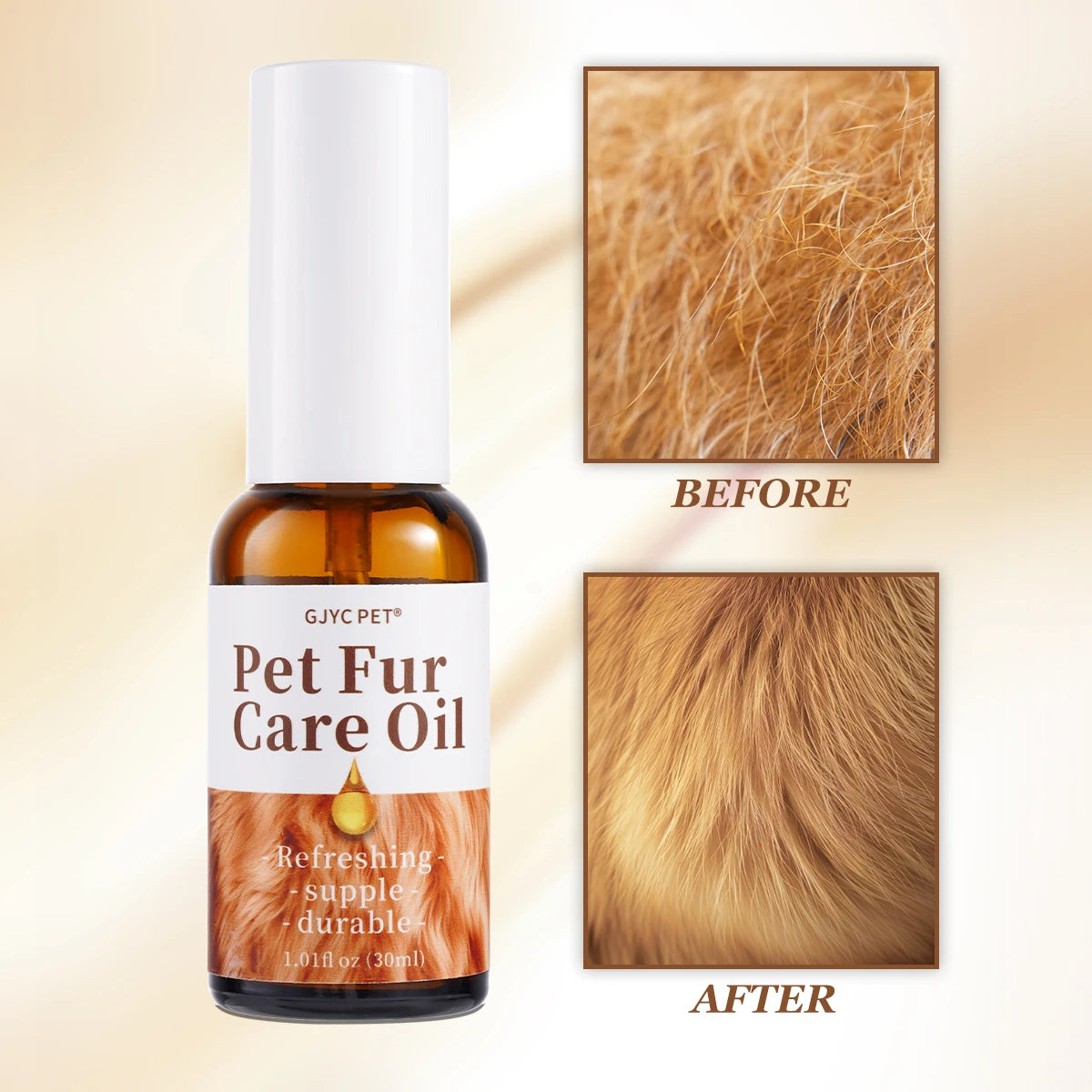 Gentle Pet Fur Care Oil Plant-Based Formula Leave-In Conditioner Detangles Reduces Shedding Boosts Coat Shine For Dogs Cats