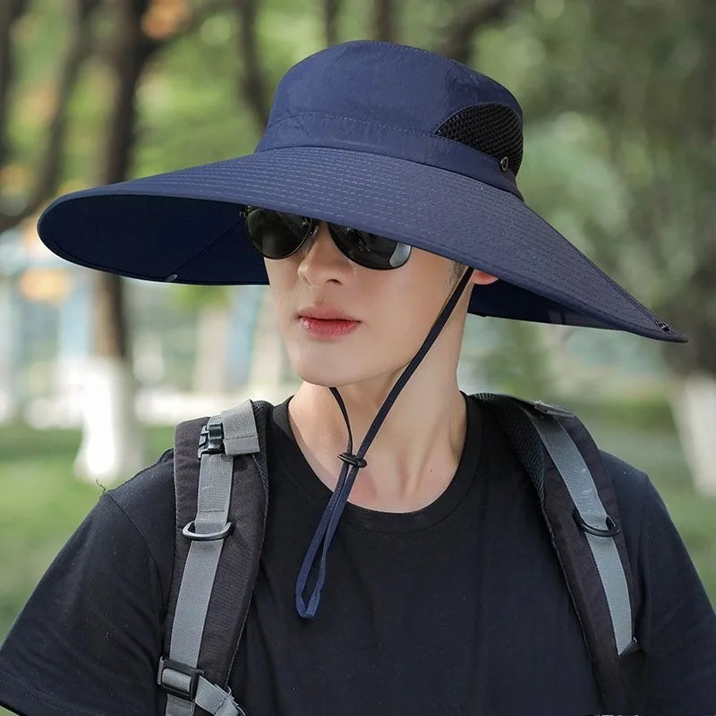Men Women Wide Visor Brim Hat Boonie Bucket Cap Summer Fishing UV Sun Protection Breathable Caps 15CM Large Brim