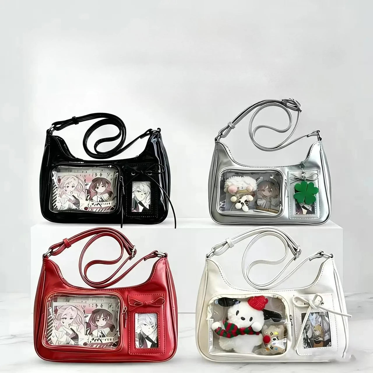 Y2k Harajuku Shoulder Bag Women Korean Transparent Ita Bag School Crossbody Bag Female Japanese Designer Preppy Handbag Purse