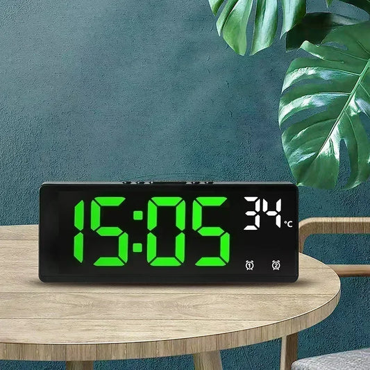 Desk ClockWith Temperature Display Dual Alarms Snooze Function Night Mode LED Display