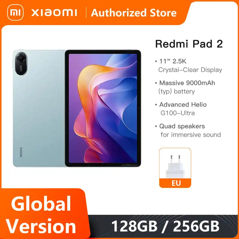 Global Version Xiaomi Redmi Pad 2 Advanced Helio G100-Ultra 11' 2.5K Crystal-Clear Display 9000mAh Battery 18W Fast Charging