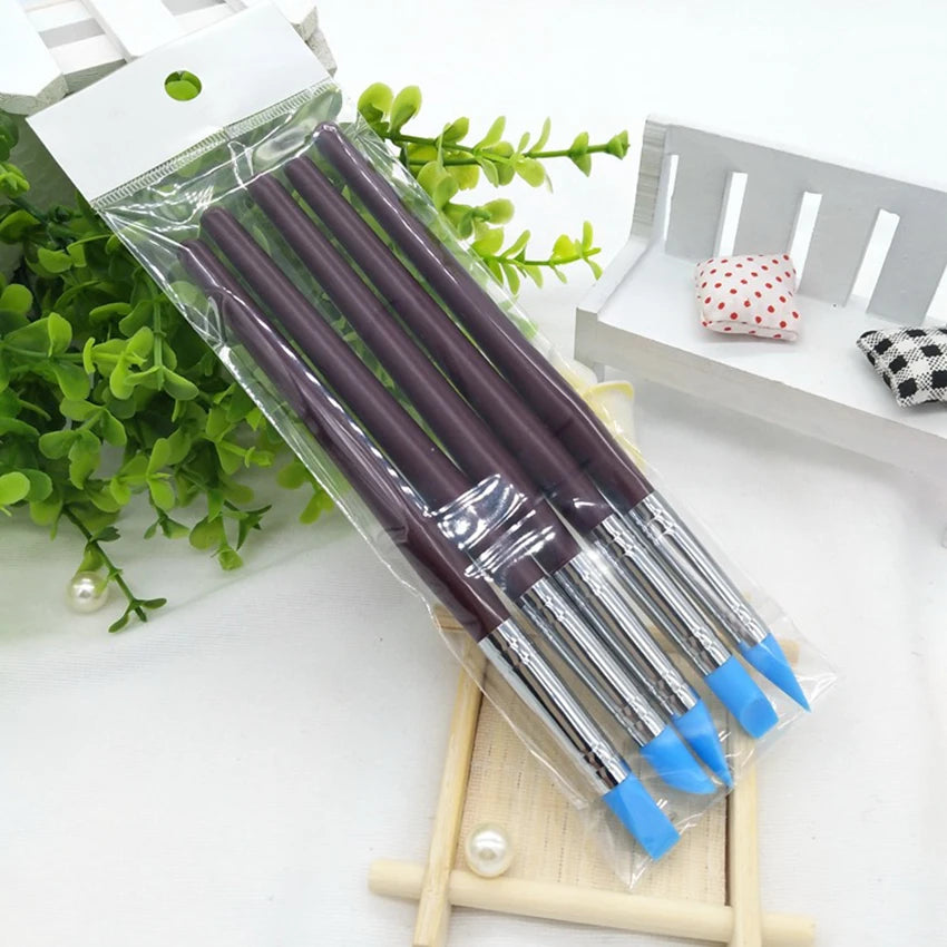 5PCS Sculpting Polymer Clay Tools Rubber Tip Silicone Brushes Pottery Clay Pen Shaping Carving Tools for Painting Nail Art New