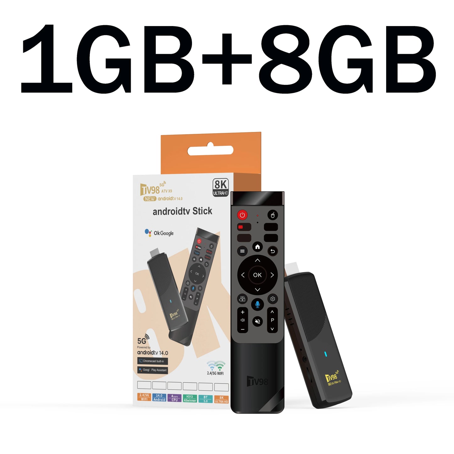 TV98 ATV X9 TV Stick Android14 Smart Allwinner H313 Quad core HD 8K 4K Media Player 4G 5G Dual Wifi Voice Remote iptv