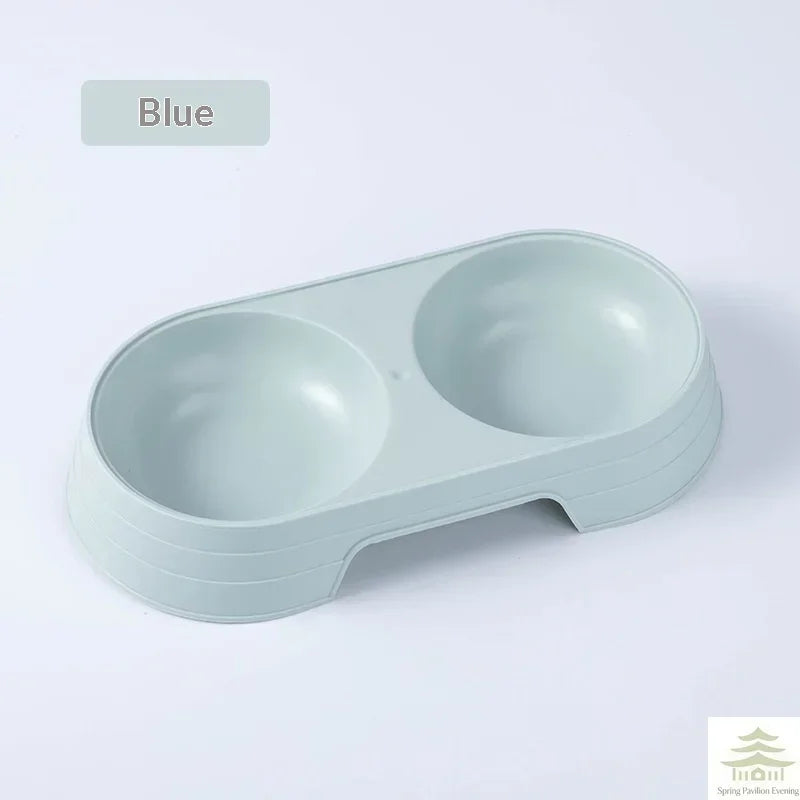 Environmentally friendly and durable pet double bowl anti slip base universal drinking and eating double bowl supplies for pets