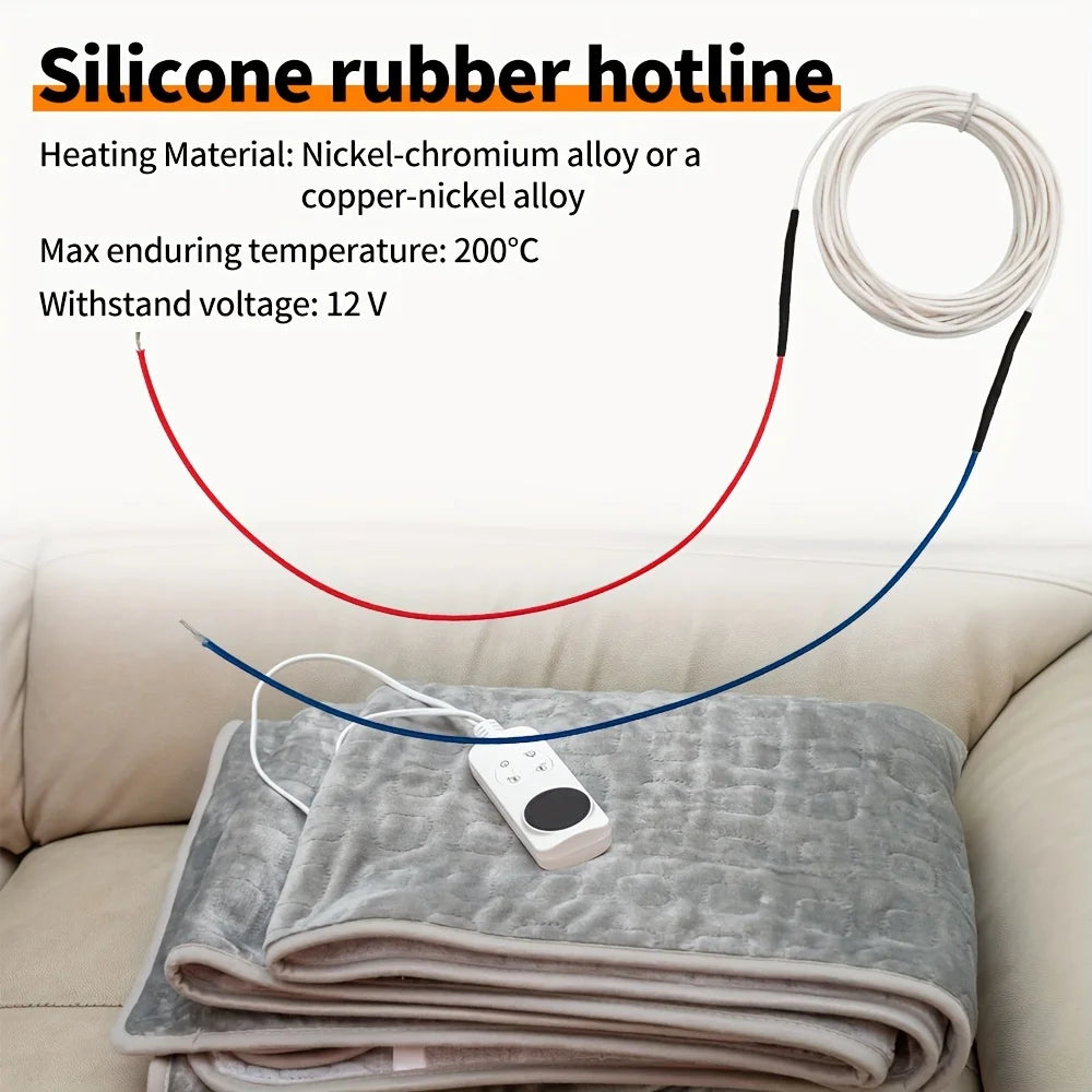 12V Silicone Rubber Low-voltage Heating Wire with Cold Wire Do Joint for Car Seats/Electric Blankets/Heating Pads/Floor Mat