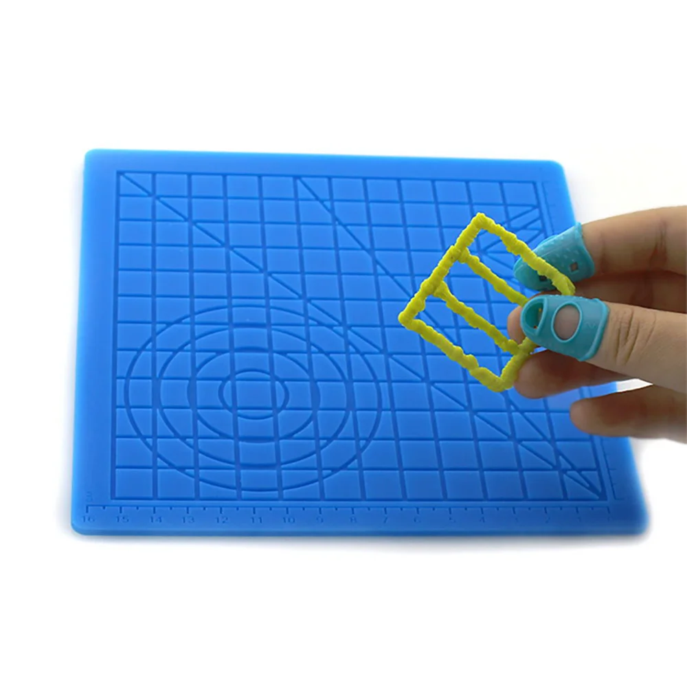 3D Printing Pen Silicone Mat DIY With 2 Finger Protectors Template Drawing Tool Silicone Pad Drawing Tools for Kids Adults